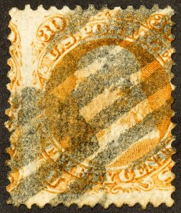 US Stamps # 100 Used Strong Grill Tiny Sealed Tear Rare Scott Value $1,000.00