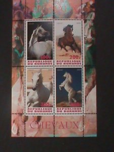 BURUNDI-2009 WORLD FAMOUS COLORFUL BEAUTIFUL LOVELY HORSES MNH SHEET -VF