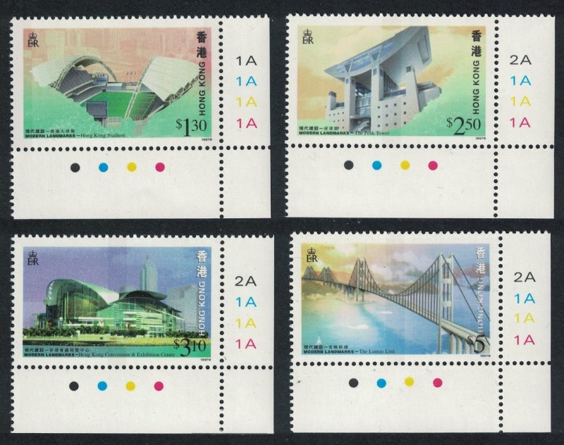 Hong Kong Modern Landmarks 4v Corners 1997 MNH SC#788-791 SG#888-891 MI#815-818A