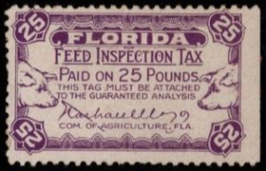 Vintage Florida Revenue Stamp 25 Pounds Feed Inspection Tax Unused
