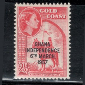 Ghana 1958 Ghana Independence Overprint 2 1/2p Scott # 26 MH