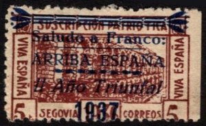 1937 Spain Civil War Segovia 5 Centimos Patriotic Subscription Overprinted