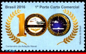 3337 BRAZIL 2016 CENT. OF NAVAL AVIATION, PLANES, SHIPS, HELICOPTER, C-3629 MNH