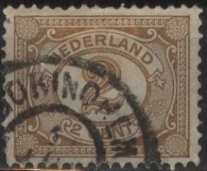 Netherlands 59 (used) 2c numeral, yel brn (1898)