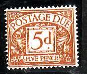 Great Britain-Sc#J51- id7-unused og LH 5p  postage due-1955-7-  