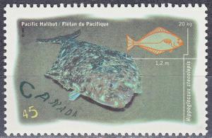 #1642 Canada MNH 45¢ Ocean Water Fish - Pacific Halibut 1997