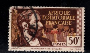 French Equatorial Africa Scott 97 Used  stamp Carmine opt. blunt perfs at top