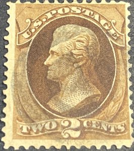 U.S. # 157--USED---SINGLE---BROWN---1873