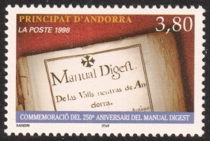 Andorra (French) #503  MNH - Manual Digest (1998)