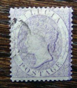 St Lucia 1864 - 1876 6d Pale Lilac Used
