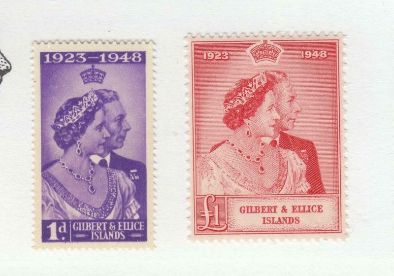 GILBERT AND ELLIS # 54-55 VF-MNH KGV1 SILVER WEDDING 1948