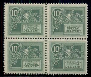 US #E7 10¢ green, Block of 4, og, 3LH/1NH VF Scott $380.00