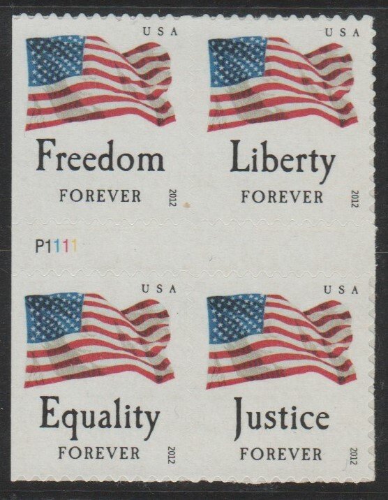 #4706-09, ATM PL# BLK-4 Four Flags (P1111) MNH, '.45/Forever'