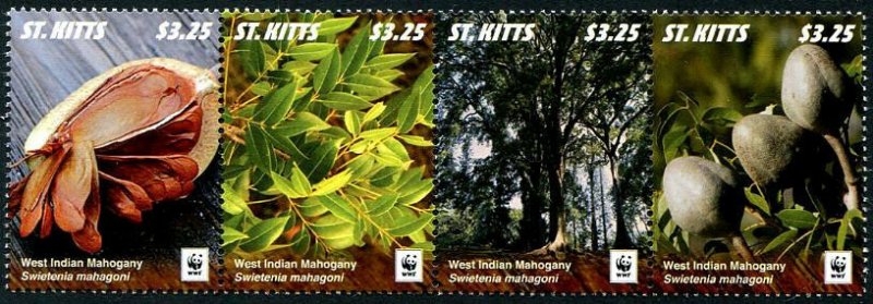 HERRICKSTAMP NEW ISSUES ST. KITTS Sc.# 934 WWF West Indian Mahogany Fruit