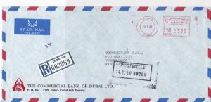 Dubai 1980 Com Bank of Dubai Ltd Regd Airmail Meter Mail Stamp Cover Ref 29978