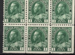 Canada #104a Block of 6 MLH