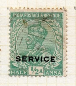 India GV 1912-13 Early Issue Fine Used 1/2a. Optd Service 189811