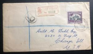 1938 Trinidad & Tobago Registered Cover To Chicago IL USA