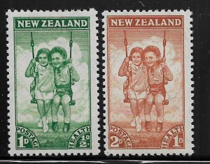 NEW ZEALAND, B20-B21, HINGED, BOY & GIRL SWINGING