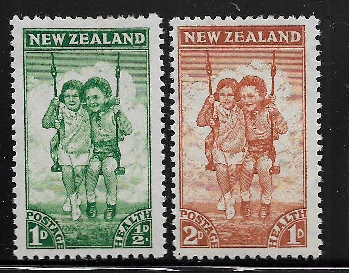 NEW ZEALAND, B20-B21, HINGED, BOY & GIRL SWINGING