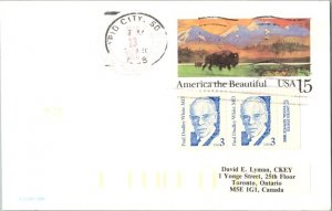 United States South Dakota Rapid City Sta. 5 57701 1988 violet double ring  P...