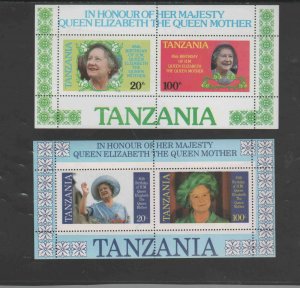 TANZANIA #267-270a  1985 QUEEN MOTHER 85TH. BIRTHDAY     MINT VF NH  O.G S/S