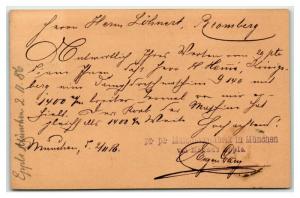 Bavaria 1885 Postal Card to Bromberg - Z13932