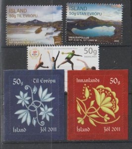 Iceland SC 1251-2, 1253, 1254-5 Mint, Never Hinged