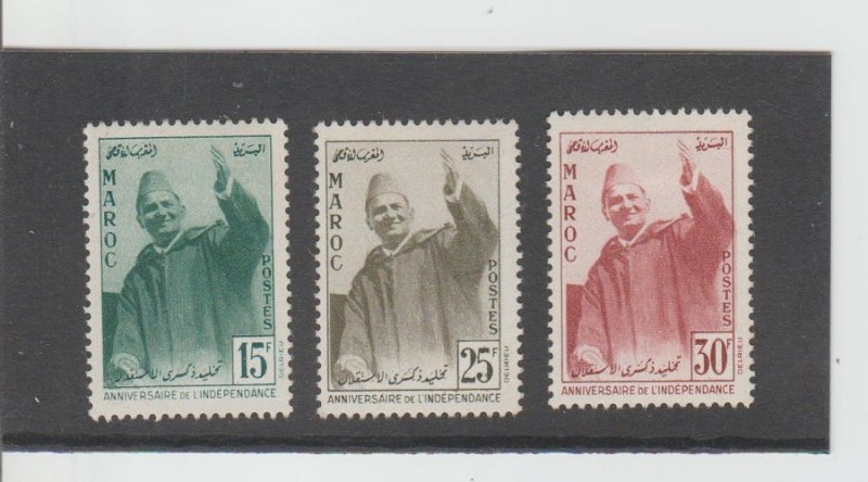 Morocco  Scott#  13-15  MH  (1957 Sultan Mohammed V)