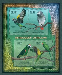 Central Africa MNH S/S Parrots 2012 4 Stamps