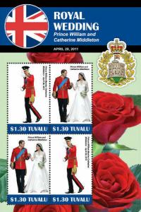 WD03/09/21-Tuvalu - Royal Wedding - 4 Stamp  Sheet TUV1115H