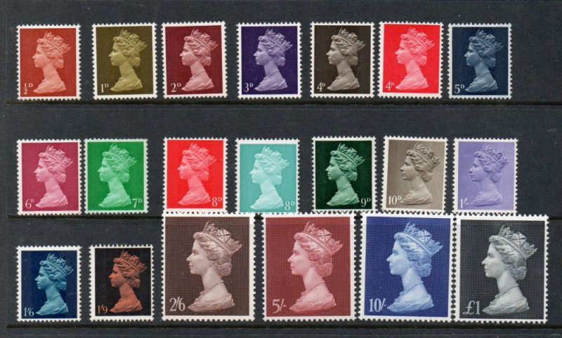 Great Britain Sc MH1-21 1967 1st QE II Machin Head stamp set mint NH