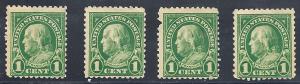 US#552 (4) copies $0.01 Franklin Green (MNH) CV $13.00