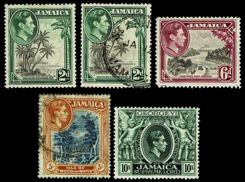 1938-51 Jamaica Perf Variations - New & Used - F/VF+ - CV$21.50 (ESP#3532) 