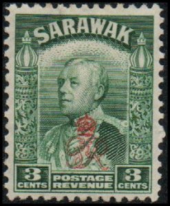 Sarawak 161 - Mint-H - 3c Rajah Sir Charles V. Brooks (red ovpt) (1947)