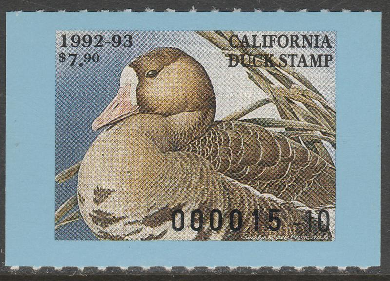 U.S.-CALIFORNIA 23, STATE DUCK HUNTING PERMIT STAMP. MINT, NH. VF