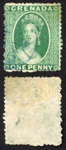 Grenada SG4 1/2d Green wmk small star rough perf 14 to 16 BLUE Cancel