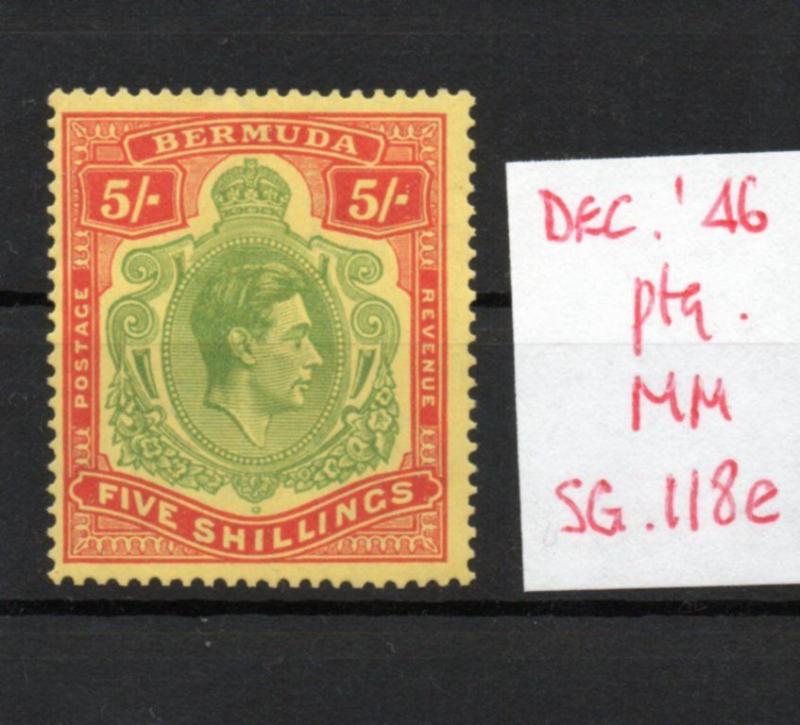 Bermuda George VI SG118e Décembre. 46 Ptg. Légèrement à Charnières