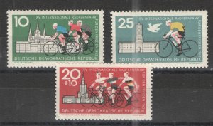 Germany - GDR/DDR 1962 Sc# 602-603 & B89 MH VG/F - 15th Bicycle Peace race