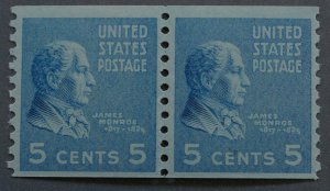 United States #845 5 Cent Monroe Coil Pair MNH