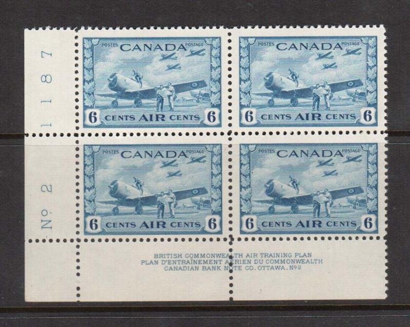 Canada #C7 VF/NH Plate #2 LL Scarce Block