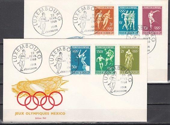 Luxembourg, Scott cat. 460-465. 19th Summer Olympics. 2 First day covers. ^