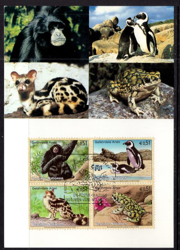 UN Vienna 311a Animals Maxi Card UN Postal Admin U/A FDC 