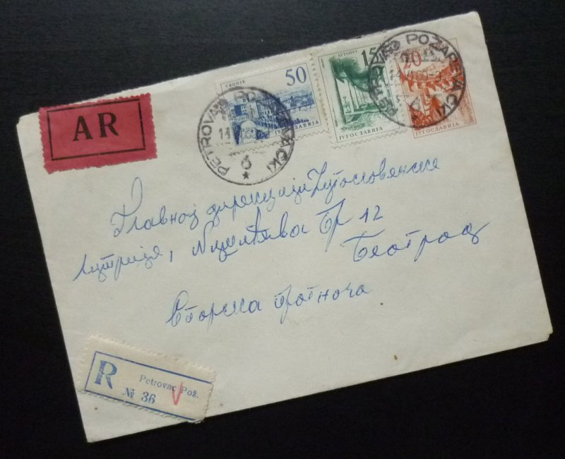 Yugoslavia 1960 Uprated Registered Postal Stationery Petrovac to Beograd A5