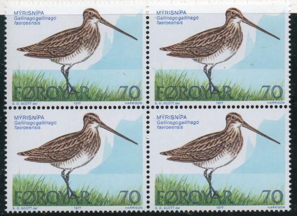 Faroe Islands Sc  28-0 1977 Shore Birds stamp set blocks of 3  mint NH