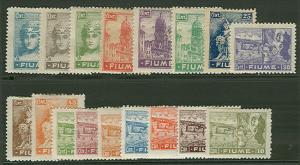 FIUME #27-43A Complete set, og, hinged, F/VF, Scott $161.60