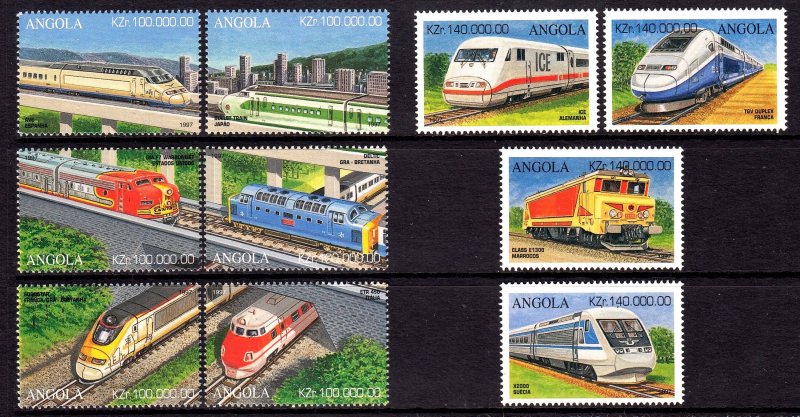 Angola 1997 Trains Mint MNH Set SG 1203-1212