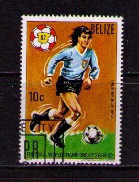 BELIZE Sc# 601 USED FVF CTO Soccer Football Player Uruguay