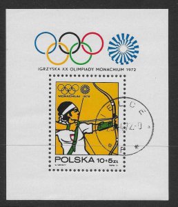 POLAND SGMS2141 1972 MUNICH OLYMPICS M/S USED