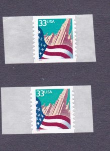 Single 33c Flag SA US #3281 Large Date , US #3281c Small Date Lot (2) F-VF, MNH